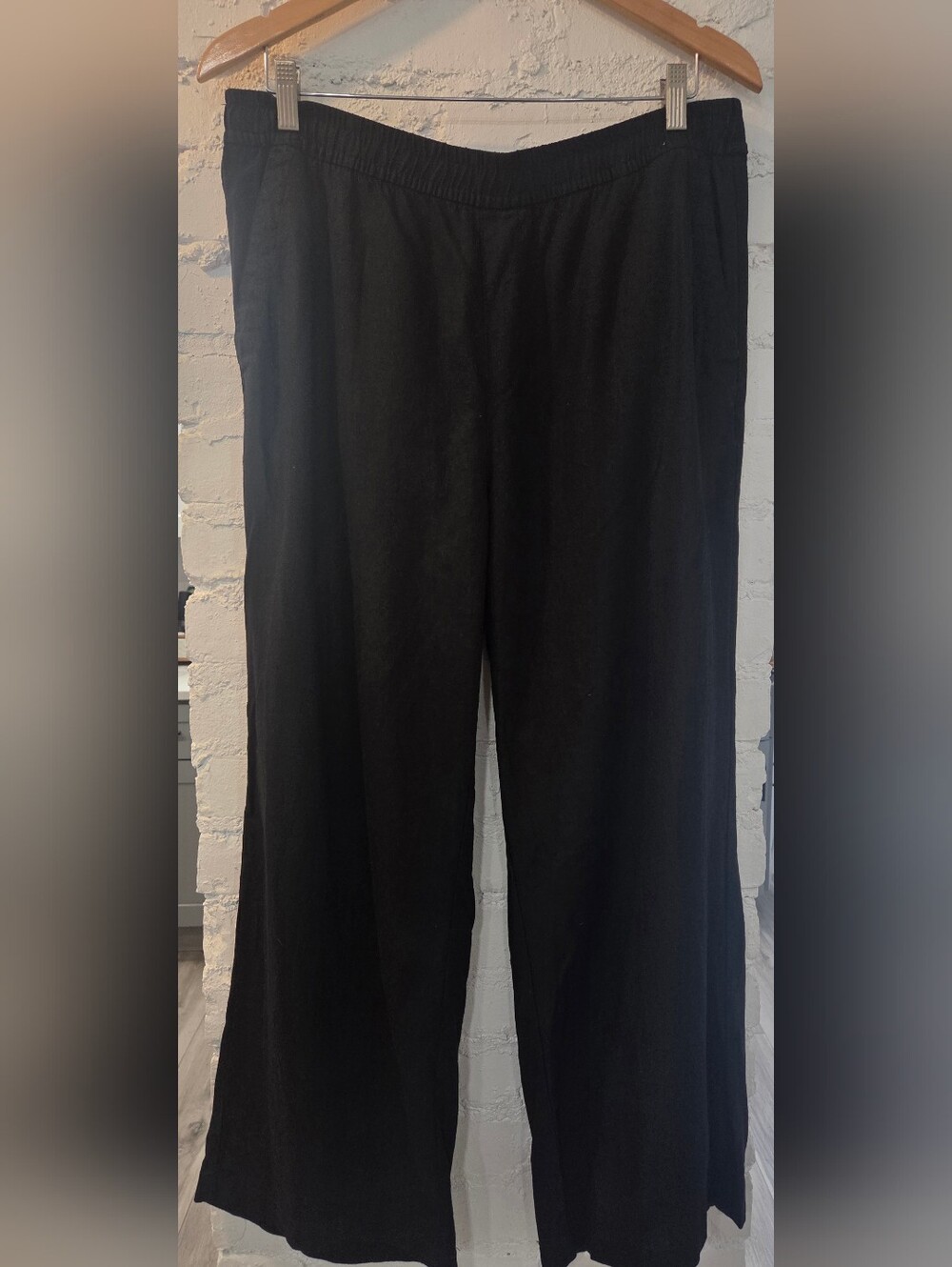Old Navy Black High Waisyed Linen Blend Wide-Leg Pants